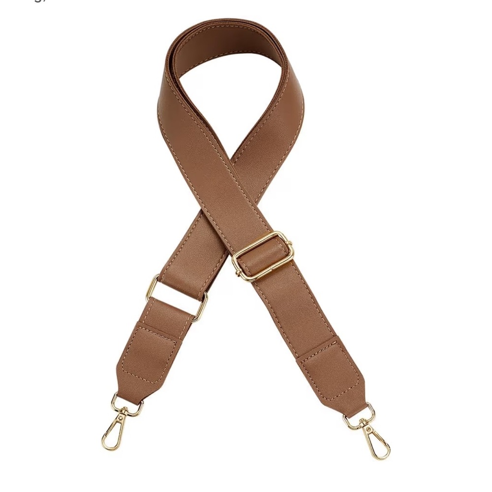 🆕 Adjustable Leather Crossbody Bag Strap in Brown with Gold Hardware